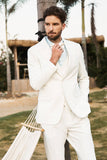 White 3 Piece Peaked Lapel Two Button Wedding Men Suit