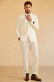 White 3 Piece Two Button Peaked Lapel Wedding Men Suit