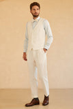 White 3 Piece Two Button Peaked Lapel Wedding Men Suit