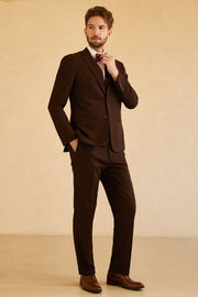 Dark Brown 3 Piece 2 Buttons Notch Lapel Men Suit