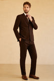 Dark Brown 3 Piece 2 Buttons Notch Lapel Men Suit