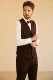 Dark Brown 3 Piece 2 Buttons Notch Lapel Men Suit