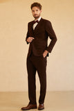 Dark Brown 3 Piece 2 Buttons Notch Lapel Men Suit