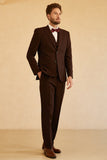 Dark Brown 3 Piece 2 Buttons Notch Lapel Men Suit