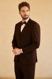 Dark Brown 3 Piece 2 Buttons Notch Lapel Men Suit