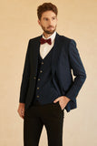 Navy 3 Piece Peaked Lapel One Button Men Suit