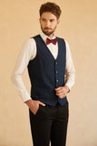 Navy 3 Piece Peaked Lapel One Button Men Suit