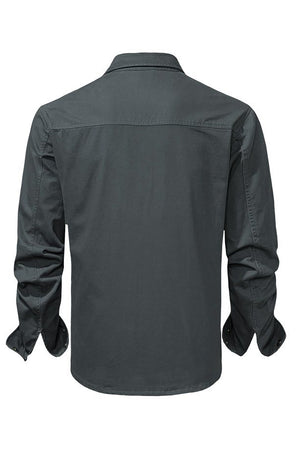 Navy Men's Workwear Cotton Long Sleeves Casual Shirt
