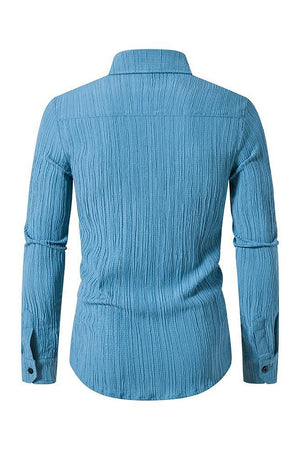 Lake Blue Spread Collar Solid Cotton Shirt