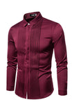 Burgundy Spread Collar Slim Fit Men's Shirt