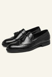 Brown PU Leather Slip On Men's Shoes With tassel