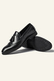 Brown PU Leather Slip On Men's Shoes With tassel