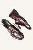 Brown PU Leather Slip On Men's Shoes With tassel