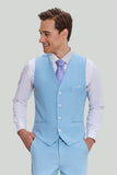 Sky Blue 3 Piece Notch Lapel Modern Fit Men's Suit