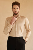 Camel Spread Collar Slim Fit Men's Suit Shirt