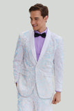 2 Piece One Button Shawl Lapel Sequined Men's Suit Tuxedo