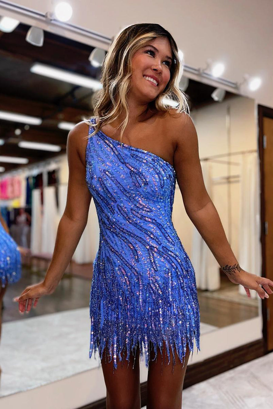 fringe homecoming dress H2139