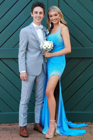 Men's Grey 2-Piece Notched Lapel Prom Suits